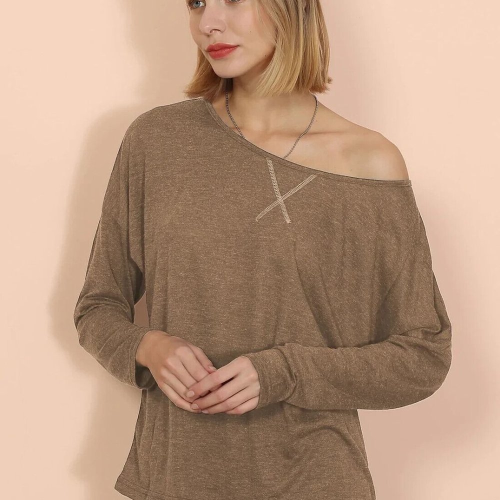 New ANNA-KACI Lux Boatneck Long Sleeve Top Size Large # 370